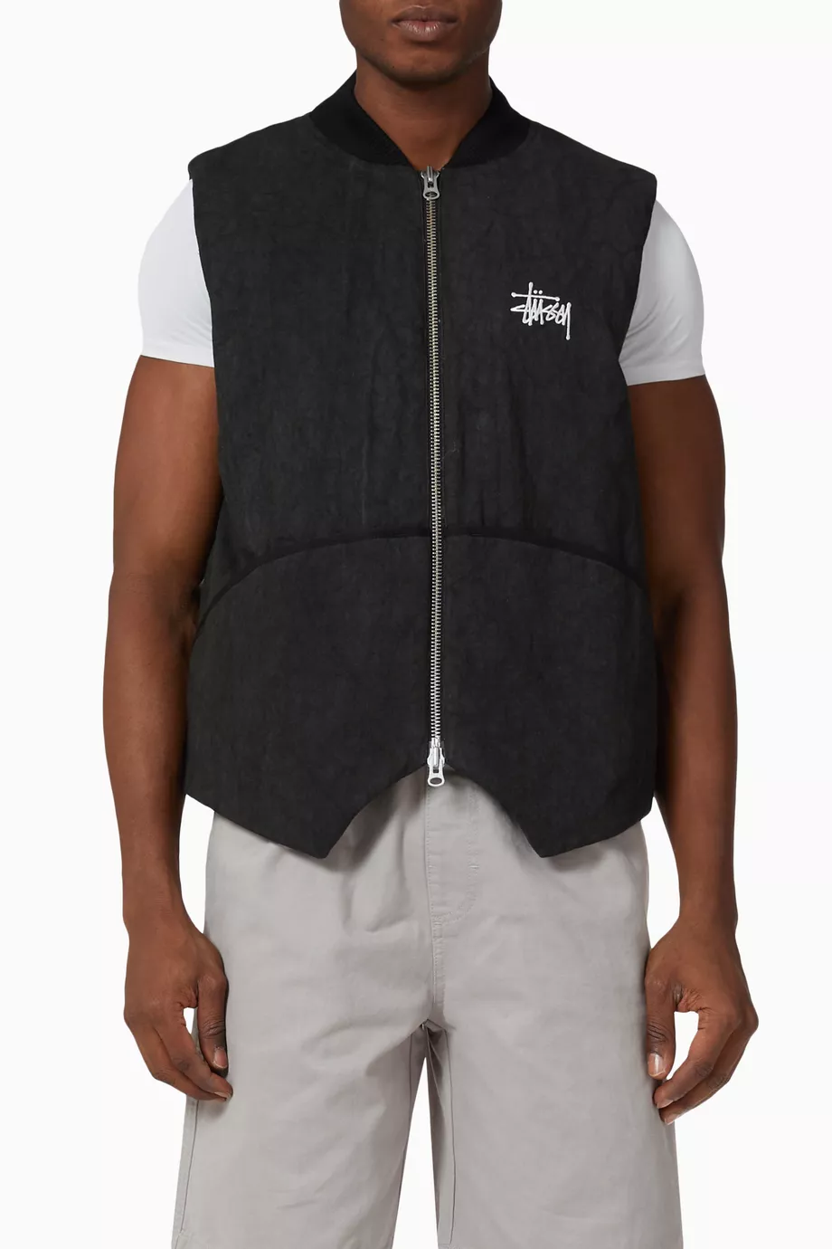 Shop Stüssy Black Washed Canvas Primaloft Vest in Cotton for MEN | Ounass  Saudi Arabia